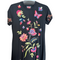 Johnny Was Gracey Crew Neck Swing Long Dress Black Pink Butterfly Embroidered New