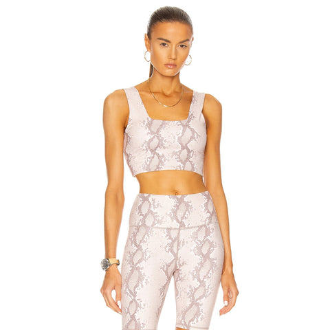 Varley Delta Sports Bra Champagne Snake Activewear Workout Gym Yoga Gray Top NEW
