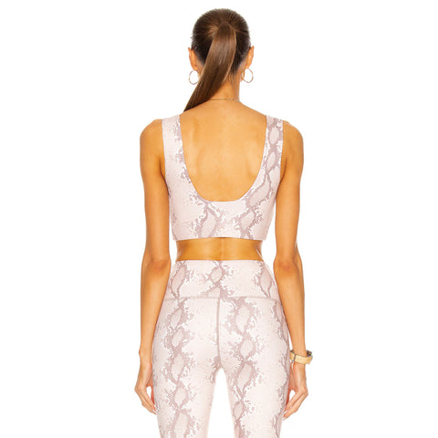 Varley Delta Sports Bra Champagne Snake Activewear Workout Gym Yoga Gray Top NEW