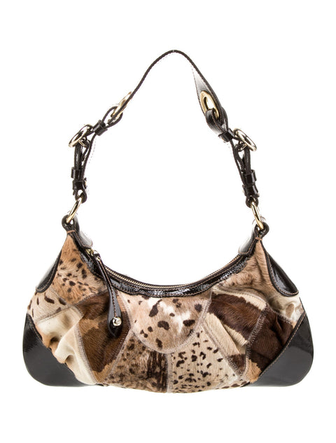 Francesco Biasia Olga Heaven Cuoio Animal Leather Bag Shoulder Handbag Purse NEW