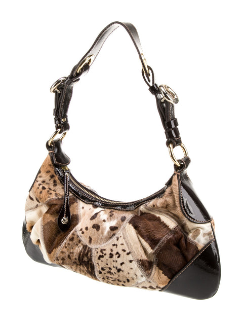 Francesco Biasia Olga Heaven Cuoio Animal Leather Bag Shoulder Handbag Purse NEW