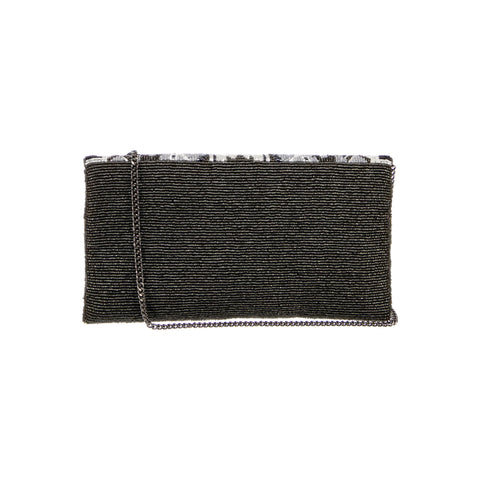 Mary Frances Magic Carpet Beaded Silver Grey Crossbody Clutch Handbag Purse New