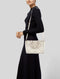 Tory Burch Robinson Crosshatch Small Leather Satchel Bag Ivory Riviera Blue Handbag NEW
