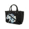 Tory Burch Robinson Floral Appliqué Tote Shoulder Handbag Black Blue Purse New