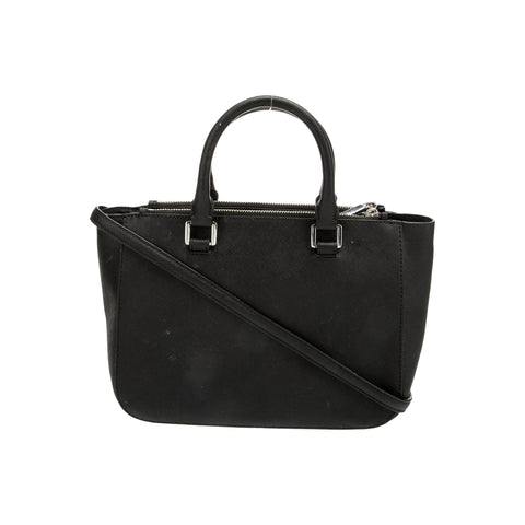 Tory Burch Robinson Floral Appliqué Tote Shoulder Handbag Black Blue Purse New