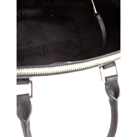 Tory Burch Robinson Floral Appliqué Tote Shoulder Handbag Black Blue Purse New