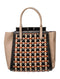 COACH Troupe Tote Weaving Bag Leather Woven Black Pewter Brown Handbag New