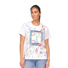 Johnny Was Paris Crew Tee Short Floral Embroidered Cotton Shirt Top White NEW