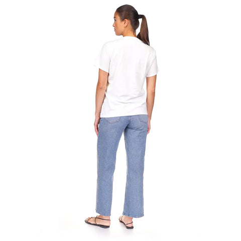 Johnny Was Paris Crew Tee Short Floral Embroidered Cotton Shirt Top White NEW