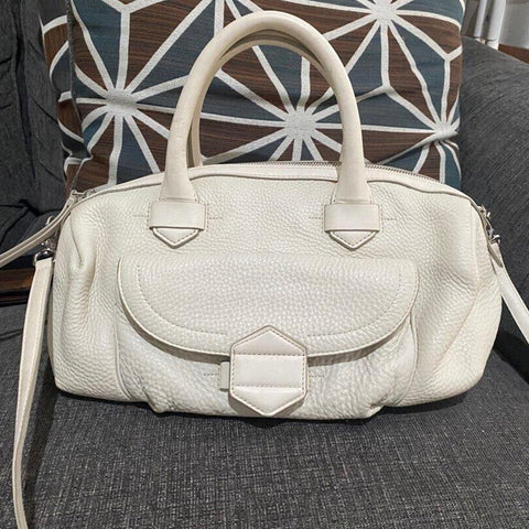 Marc Jacobs Half Pipe Duffel Leather Satchel Lily Flower White Handbag Bag NEW