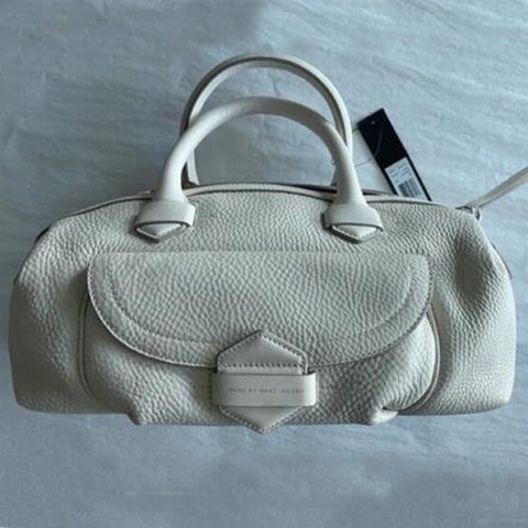 Marc Jacobs Half Pipe Duffel Leather Satchel Lily Flower White Handbag Bag NEW