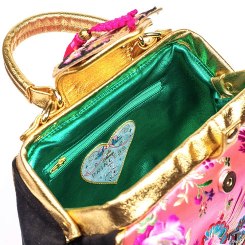 Irregular Choice Disney Mulan Let Dreams Blossom Bag Gold Pink Handbag Purse NEW
