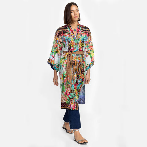 Johnny Was Ymeriah Reversible Kimono Silk Coopera Sky Blue Floral XX Large NEW