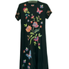 Johnny Was Gracey Crew Neck Swing Long Dress Black Butterfly Embroidered XXL NEW