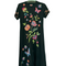 Johnny Was Gracey Crew Neck Swing Long Dress Sailor Blue Floral Embroidered New