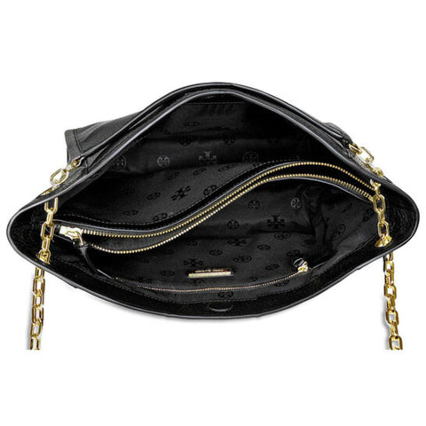 Tory Burch Small Britten Leather Tote Bag Black Handbag Shoulder Bag Purse New