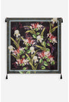 Johnny Was Iris Whisper Silk Scarf Floral Square Large Flowers Tassels Black NEW