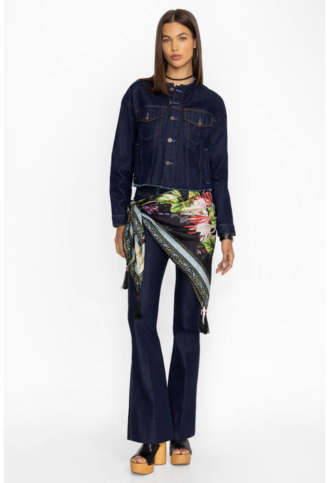 Johnny Was Janie Favorite Iris Whisper Long Swing Tee Floral Shirt Top Black NEW