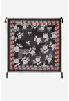 Johnny Was Redland Silk Scarf Square Large Floral Scarves Black White Tassel New