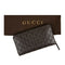 Gucci GG Large Dark Chocolate Brown Leather Zip Around Wallet Long Bifold New