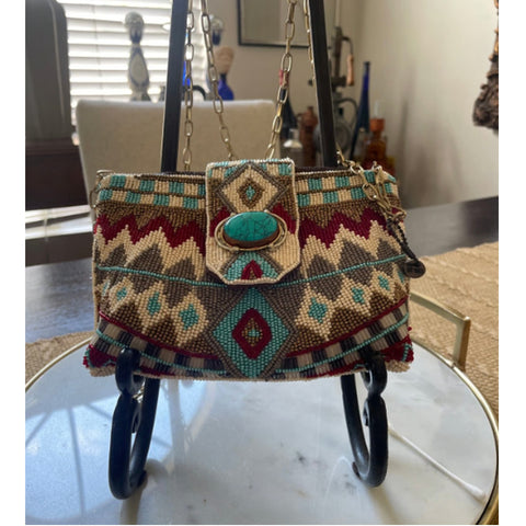 Mary Frances Tahoe Mini Turquoise Blue Western Bag Crossbody Handbag Purse NEW