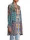 Johnny Was Vember Burnout Benet Kimono Jacket Flower Embroidery Blue Floral NEW