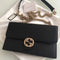 Gucci GG Black Crossbody Handbag Calf Leather Gold Chain Purse Bag Italy NEW