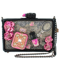 Mary Frances Flawless Crossbody Handbag Beaded Clutch Floral Black Bag New