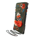 Mary Frances Foxy Crossbody Phone Bag Beaded Clutch Floral Green Handbag New