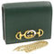 Gucci Zumi Chain Mini Bag Vintage Green Leather Card Case Gold Italy Handbag NEW