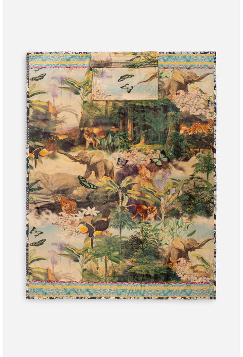 Johnny Was Rawi Janie Favorite Kimono Sleeve Tee Shirt Wild Animal Green Top NEW