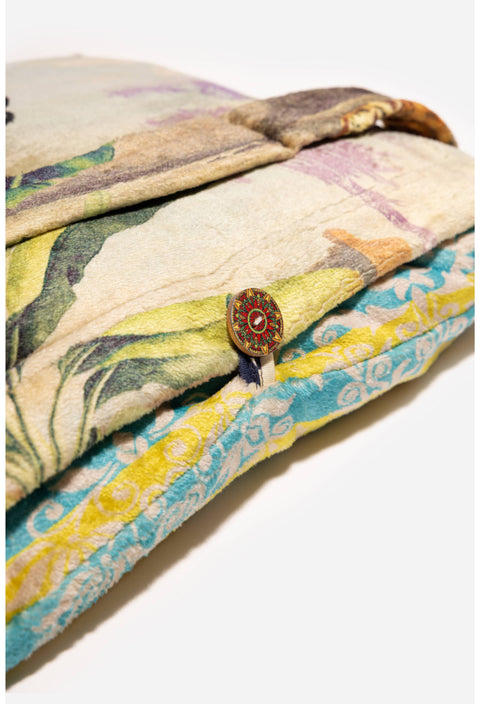 Johnny Was Rawi Travel Blanket Reversible Scarf Print Cozy Home Lounge Nature NEW