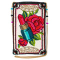 Mary Frances Hello Gorgeous Crossbody Phone Floral Lipstick Handbag Bag New