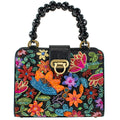 Mary Frances I Pick You Top Handle Handbag Beaded Clutch Floral Black Bag New