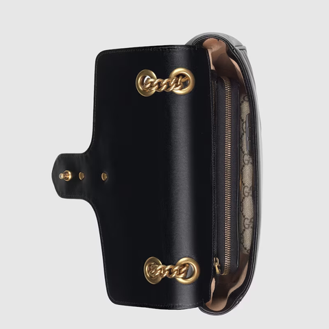 Gucci GG Marmont Shoulderbag Matelasse Gold Black Leather Handbag Bag Purse New