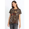 Johnny Was Embroidery Butterfly Leopard Brown Short Sleeve Penelope Relaxed Crew Neck Tee Shirt Top New