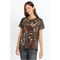 Johnny Was Penelope Shirt Leopard Brown Top Butterfly Tee Short Embroidery NEW