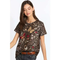 Johnny Was Penelope Shirt Leopard Brown Top Butterfly Tee Short Embroidery NEW