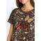 Johnny Was Penelope Shirt Leopard Brown Top Butterfly Tee Short Embroidery NEW