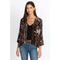 Johnny Was Penelope Shirt Leopard Brown Top Butterfly Tee Short Embroidery NEW