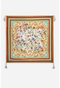 Johnny Was Felix Scarf Silk Square Large Floral Tassels Orange Scarves Blue New