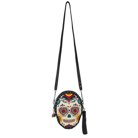 Mary Frances Sweet Calavera Sugar Skull Handbag Black Bead Purse Leather Bag New