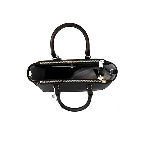 Tory Burch Robinson Floral Appliqué Tote Shoulder Handbag Black Blue Purse New