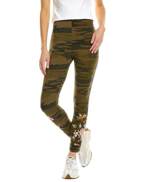 JOHNNY WAS MEI LEGGINGS Cotton Floral Embroidery Molly Camo Pants New