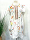 Johnny Was Lemona Dress Floral Embroidery Linen Natural Button Front White NEW