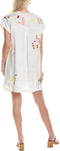 Johnny Was Lemona Dress Floral Embroidery Linen Natural Button Front White NEW