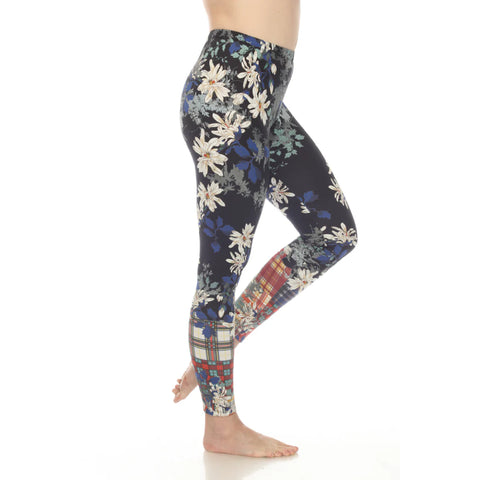 Johnny Was Ona Legging Pants Flowers Cotton Floral Leggings Dark Blue Large NEW