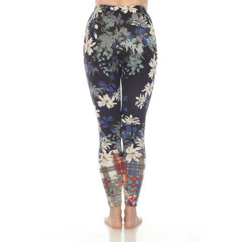 Johnny Was Ona Legging Pants Flowers Cotton Floral Leggings Dark Blue Large NEW