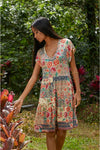 Johnny Was Aztec Flower Tiered Hem Dress Red Floral Short Flowers XXL Beige NEW