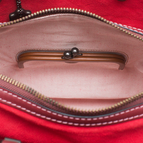 Coach Rogue Prairie Rivets Tote Bag Dark Red Oxblood Shoulder Handbag Purse NEW